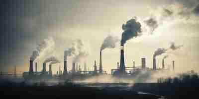 Free photo smokestacks against a clear sky industrial landscape