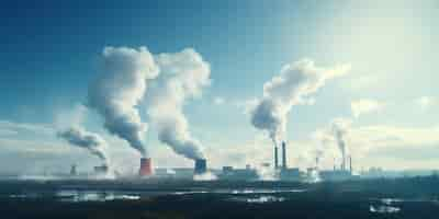 Free photo smokestacks against a clear sky industrial landscape