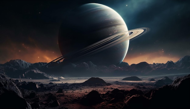 Free photo a spaceship orbits a planet in space generated by ai