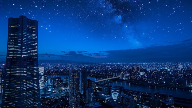 Free photo starry sky over the town