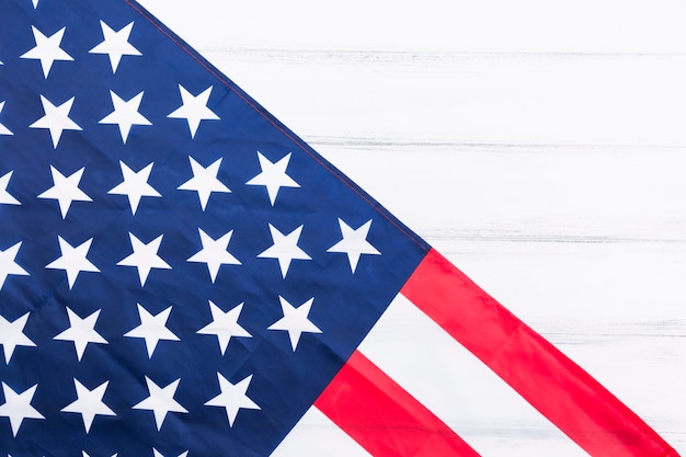 Free photo stars and stripes of american flag on white surface