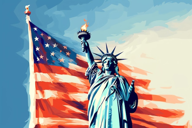 Free Photo statue of liberty white on black ai generated image