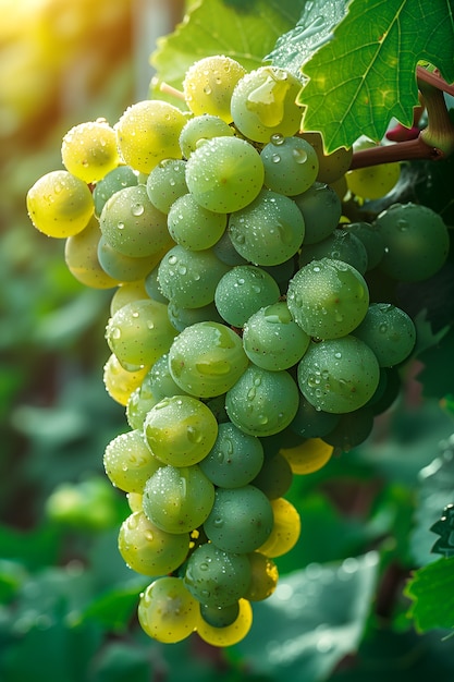 Foto gratuita still life di uva verde nel vigneto