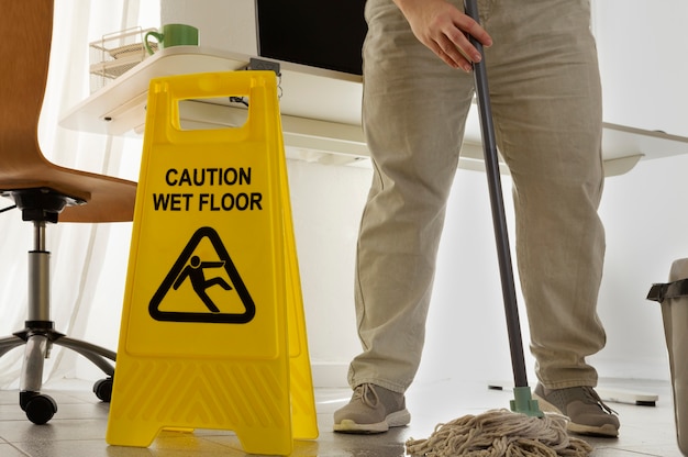 Free Photo still life of office cleaning process