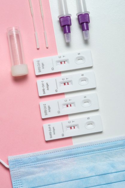 Free photo still life of positive coronavirus tests