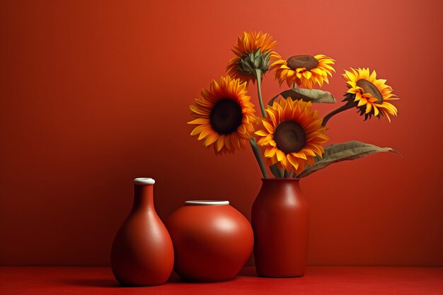 Still life of sunflower bouquet