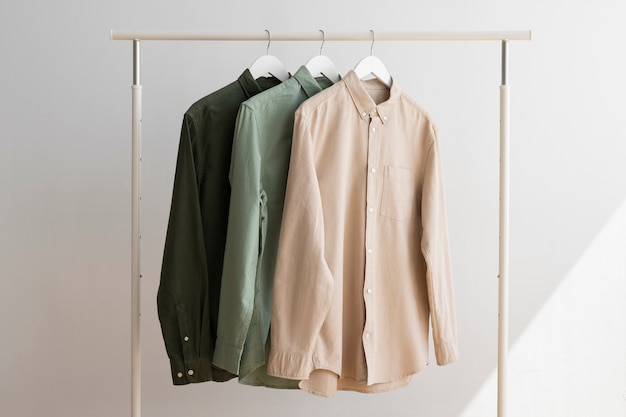 Still life with classic shirts on hanger