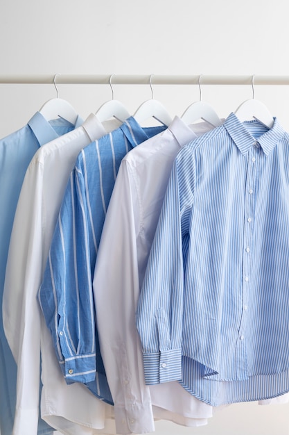 Still life with classic shirts on hanger