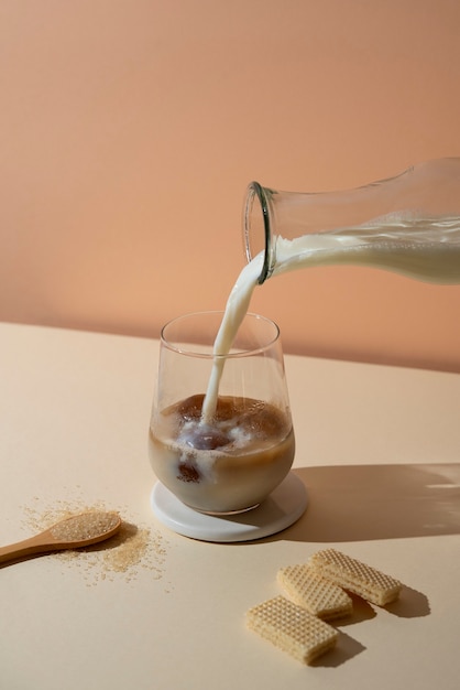 Free photo still life with iced coffee beverage