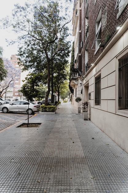 Free photo street view with building and parked cars