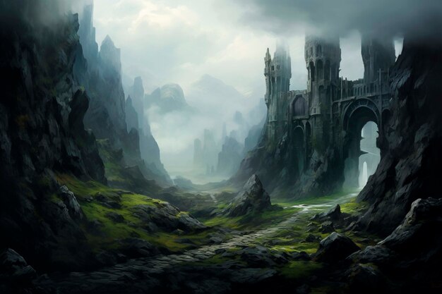 Stunning fantasy videogame landscape