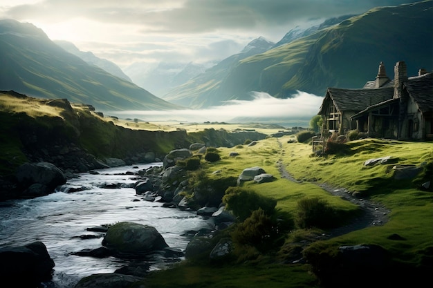 Stunning fantasy videogame landscape