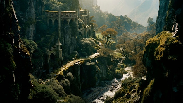 Stunning fantasy videogame landscape