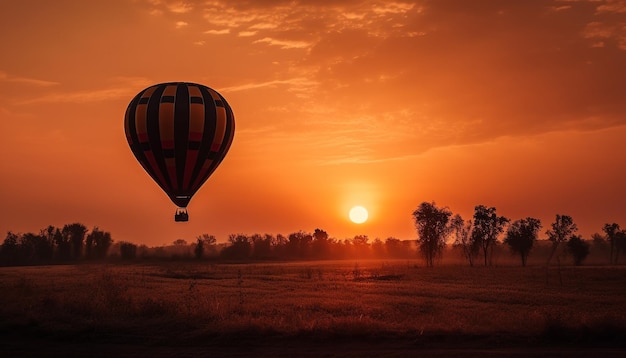 Free Photo sunset adventure flying over vibrant nature landscape generated by ai