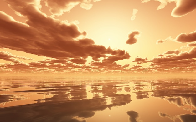 Free photo sunset with clouds over the sea