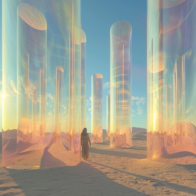 Foto gratuita forme geometriche surreali nel deserto sterile