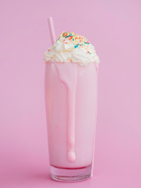 Free Photo tasty milkshake in transparent glass