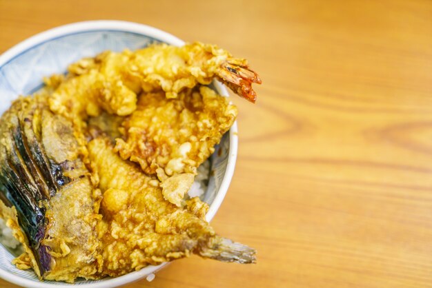 Tempura bowl on table