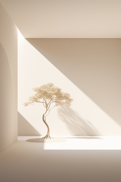 Three-dimensional tree with sunlight