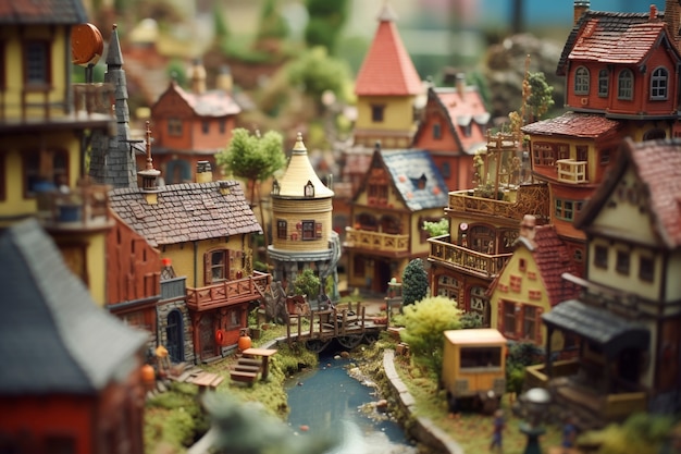 Tilt shift medieval fantasy landscape