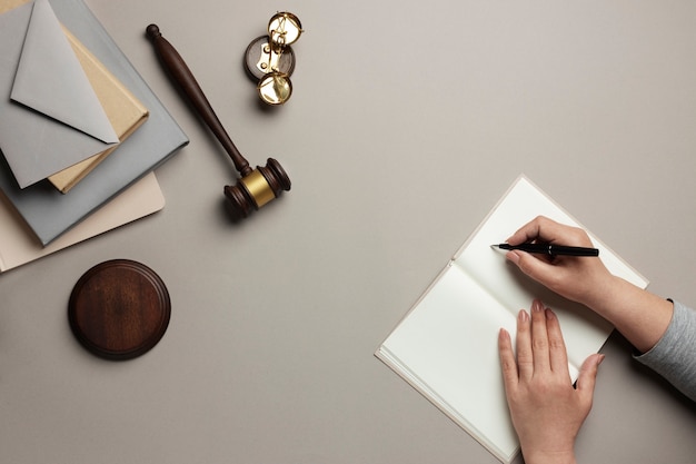 Free photo top view over career guidance items for judges