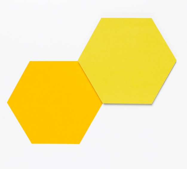 Top view colorful paper hexagon