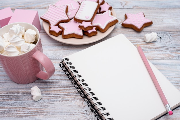 Free Photo top view of cute little delicious cookies