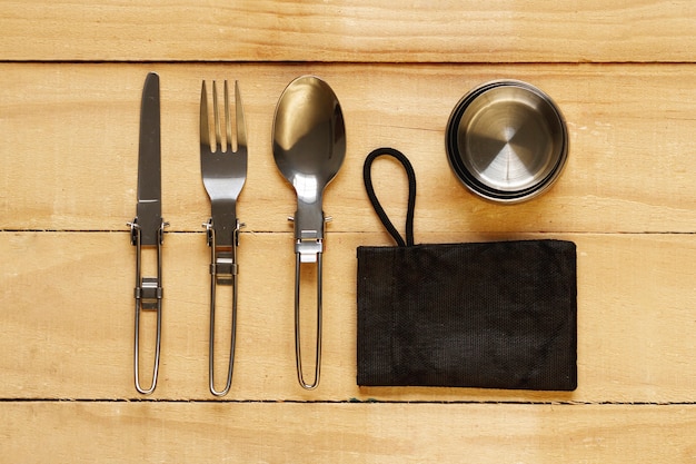 Top view cutlery kit for traveling