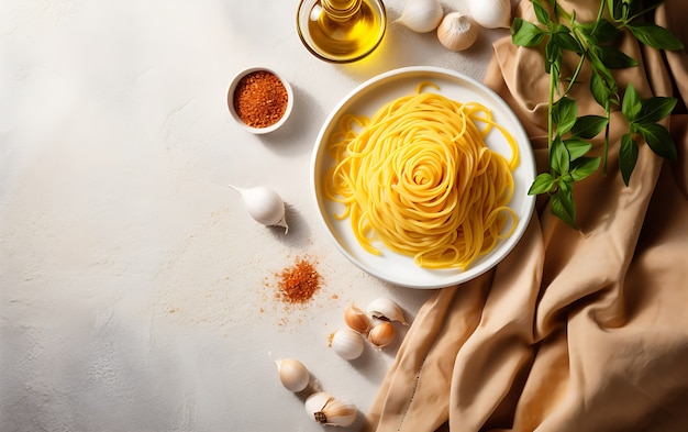 Free photo top view delicious pasta arrangement