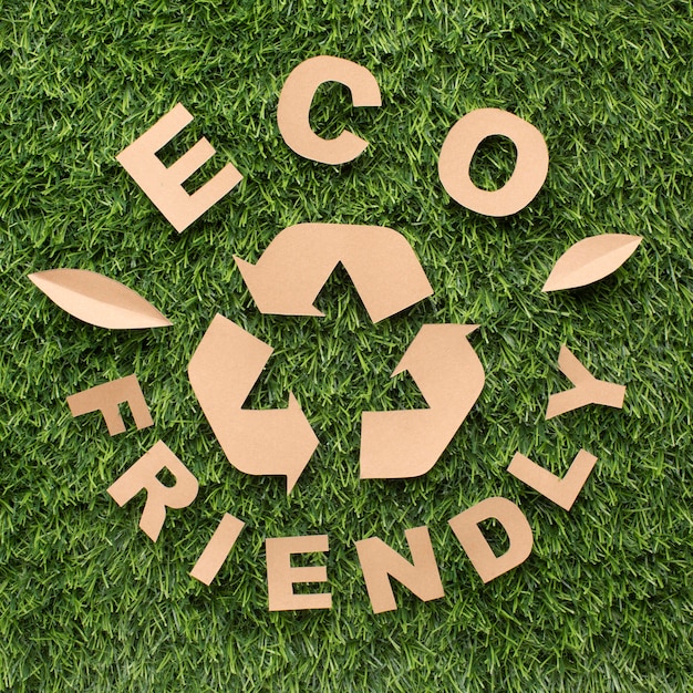 Free photo top view eco friendly and recycle sign