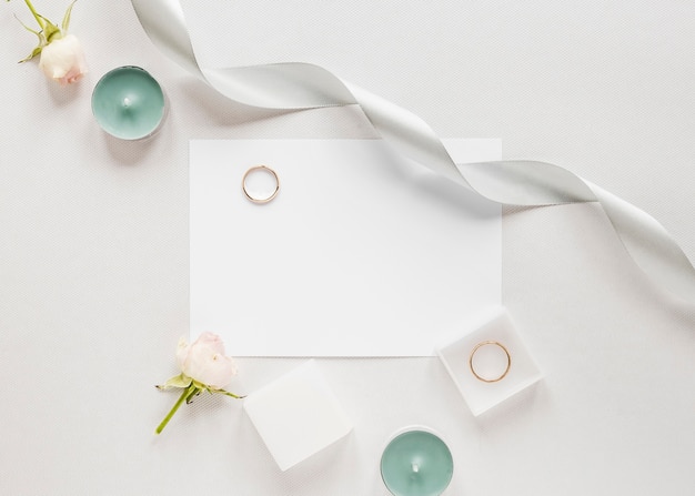 Free Photo top view engagement ring on table