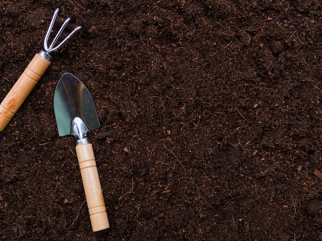 Free photo top view gardening tools