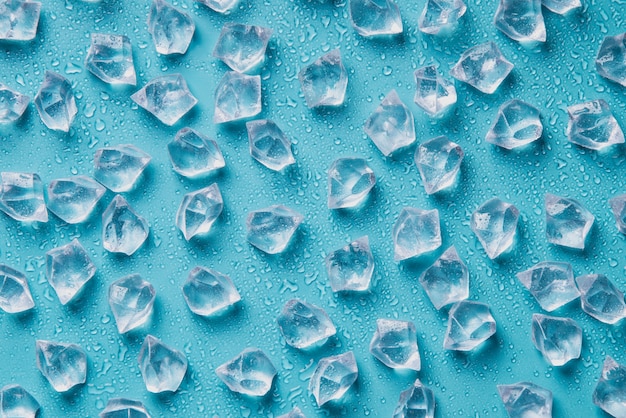 Free photo top view ice cubes still life