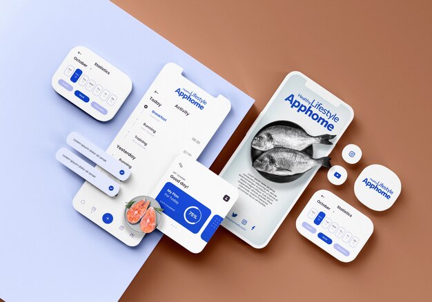 Top view  nutritional counter app concept