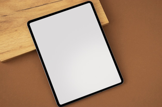 Free photo top view tablet minimal display