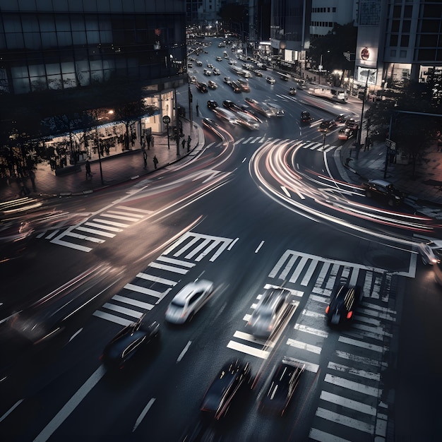 Free photo traffic in the city at night hong kong china