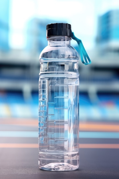 Free photo transparent water bottle outdoors