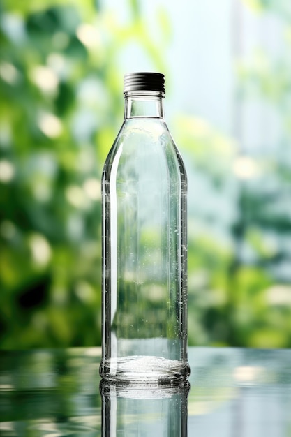 Free photo transparent water bottle outdoors