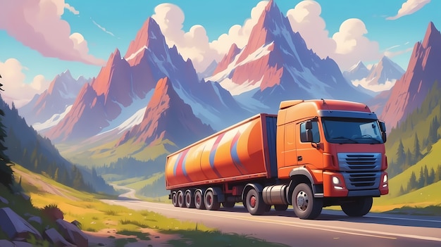 Free photo truck digital art illustration