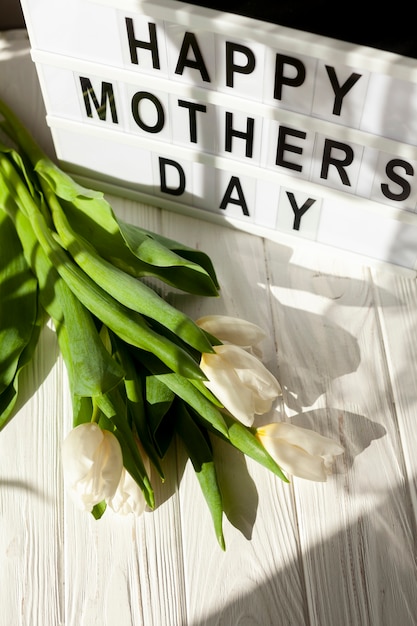 Free photo tulips bouquet with lightbox