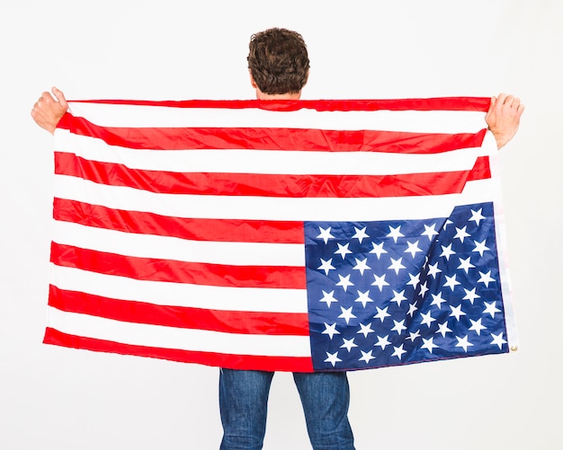 Free photo unrecognizable man with usa flag