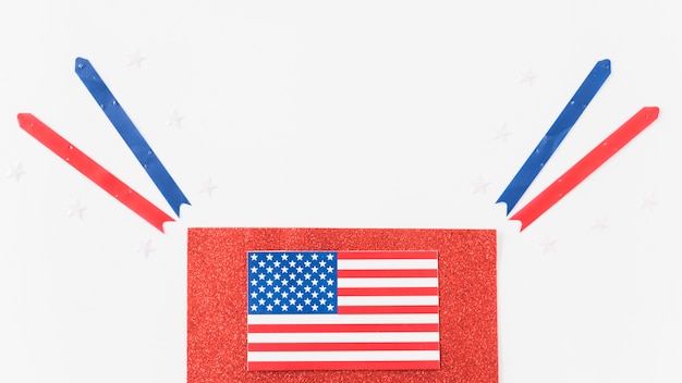 Free photo usa flag on velvet with ribbons