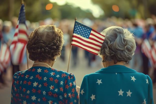 Usa independence day celebration with flag