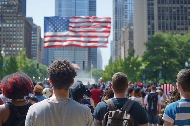 Usa independence day celebration with flag