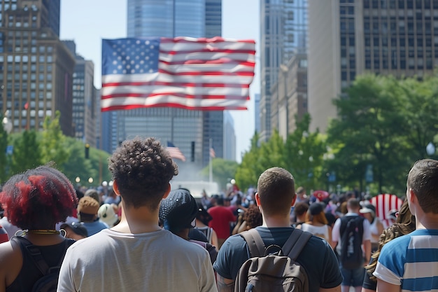 Usa independence day celebration with flag