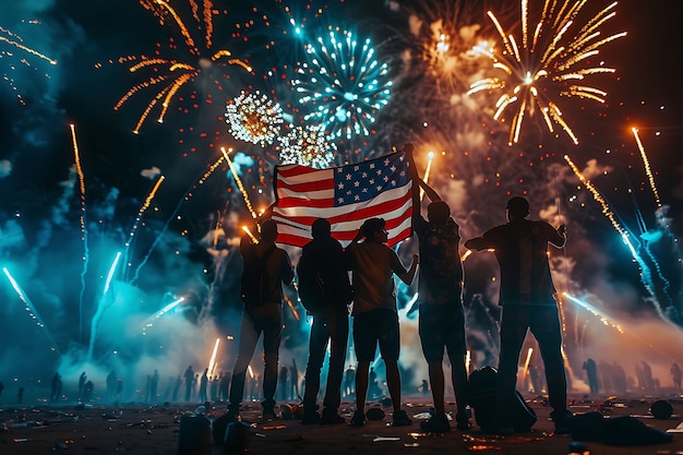 Usa independence day celebration with flag