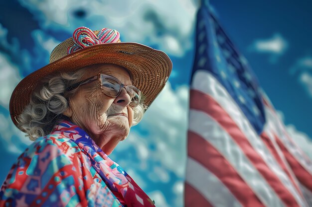 Usa independence day celebration with flag