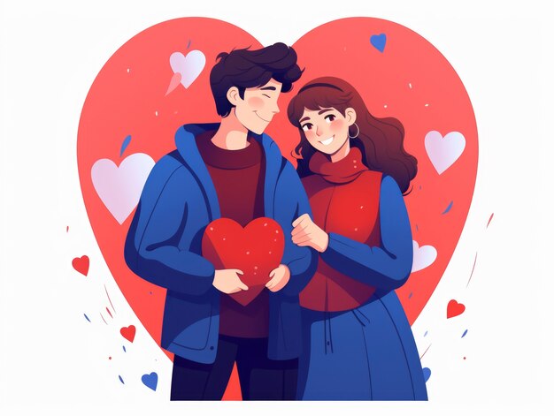 Valentine's day digital art with romantic couple