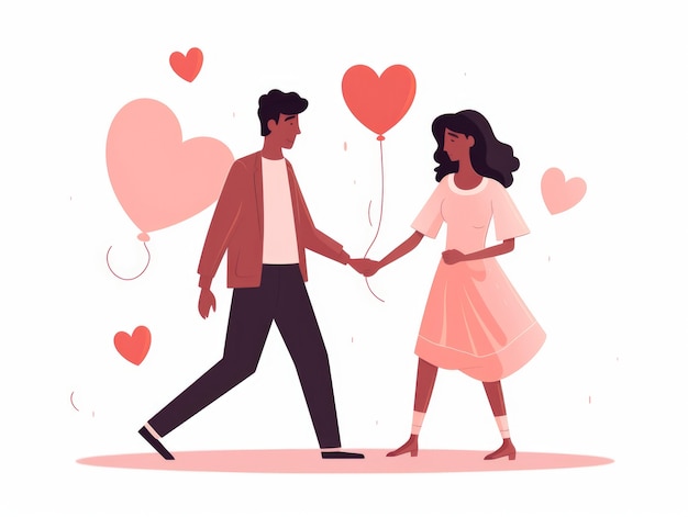 Valentine's day digital art with romantic couple