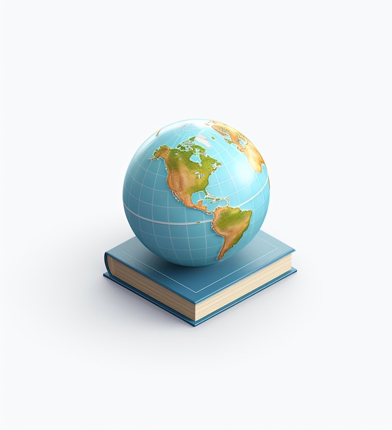 Free photo view of 3d book with globe